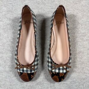 J. Crew Women's Checkered Flats - Black, White, and Brown
